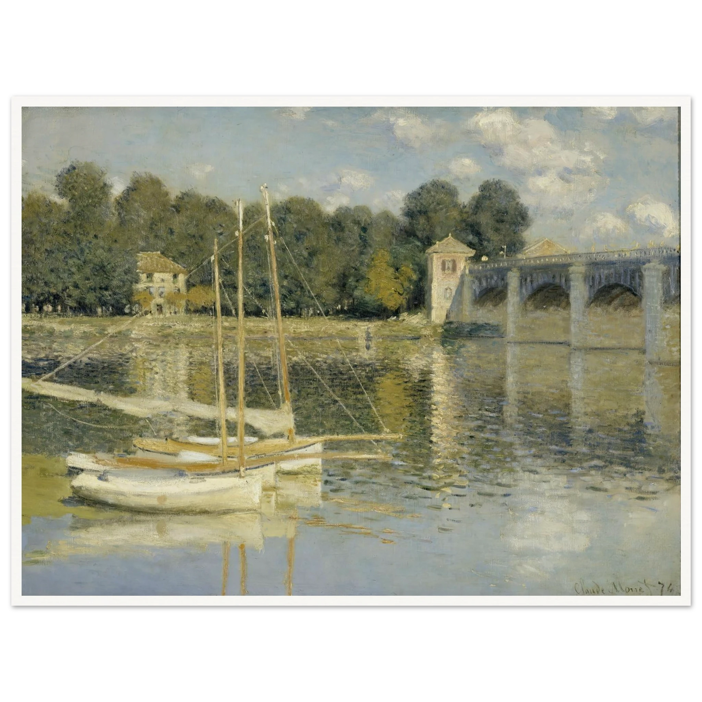 The Argenteuil Bridge (1874) Art Print | Claude Monet - Framed Poster - 30x40 cm / 12x16″ - Black frame