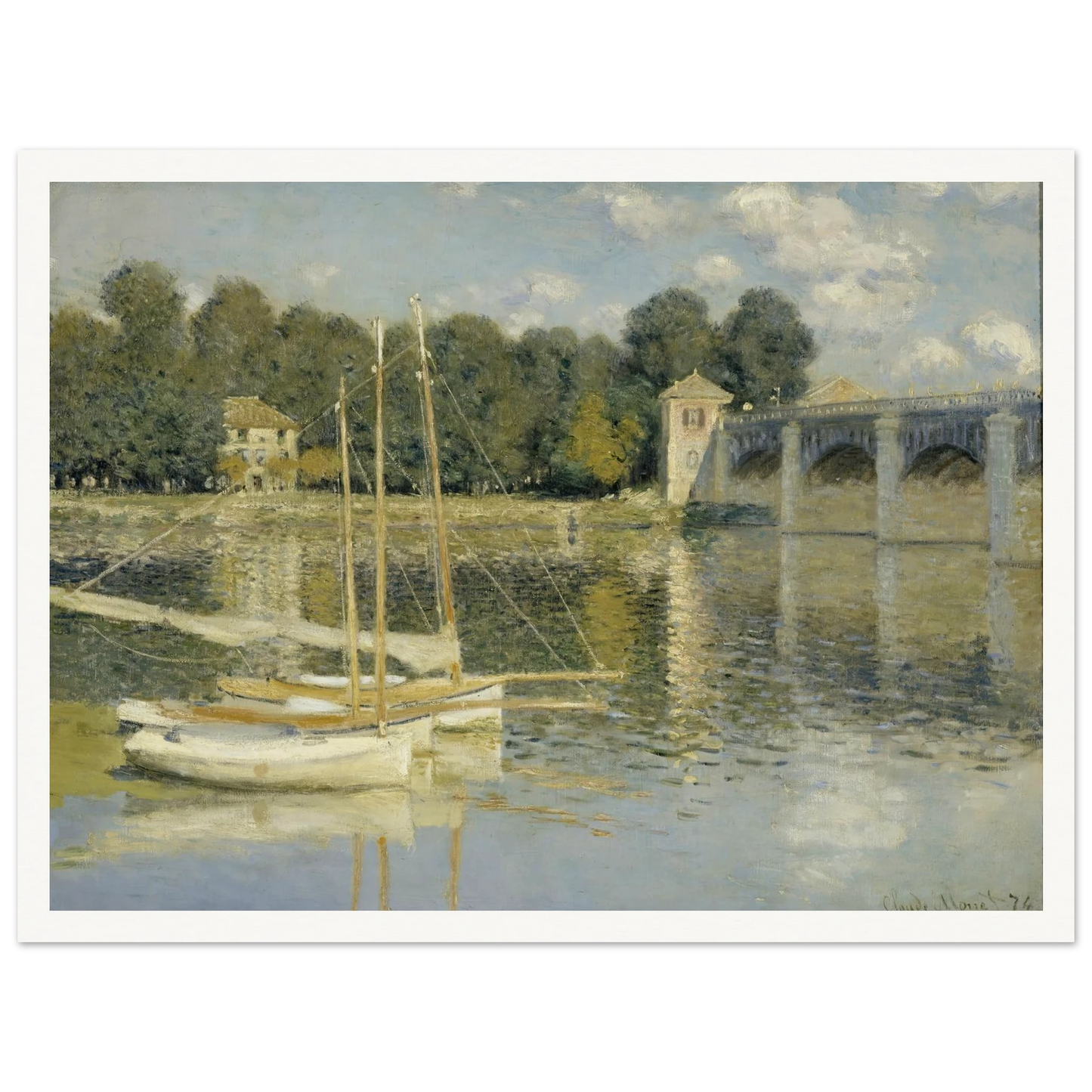 The Argenteuil Bridge (1874) Art Print | Claude Monet - Framed Poster - 30x40 cm / 12x16″ - Black frame