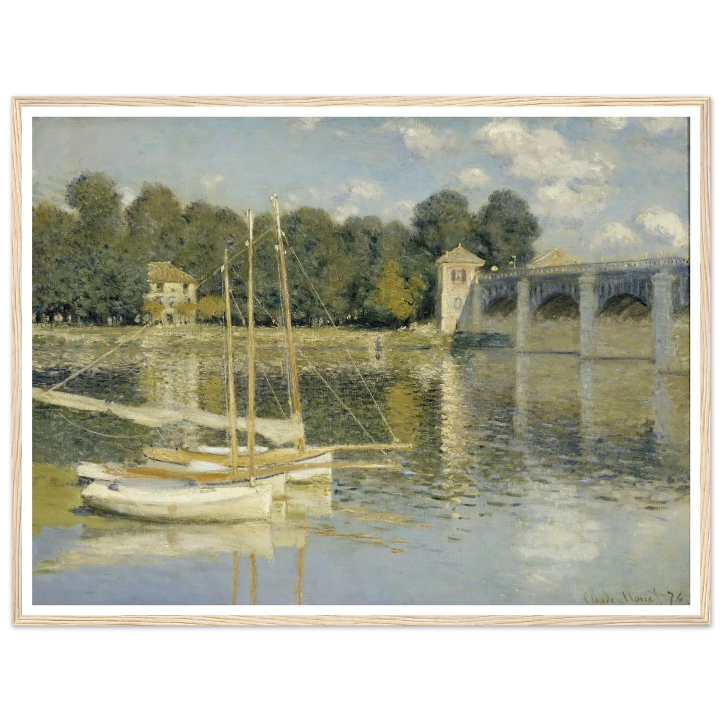 The Argenteuil Bridge (1874) Art Print | Claude Monet - Framed Poster - 30x40 cm / 12x16″ - Black frame