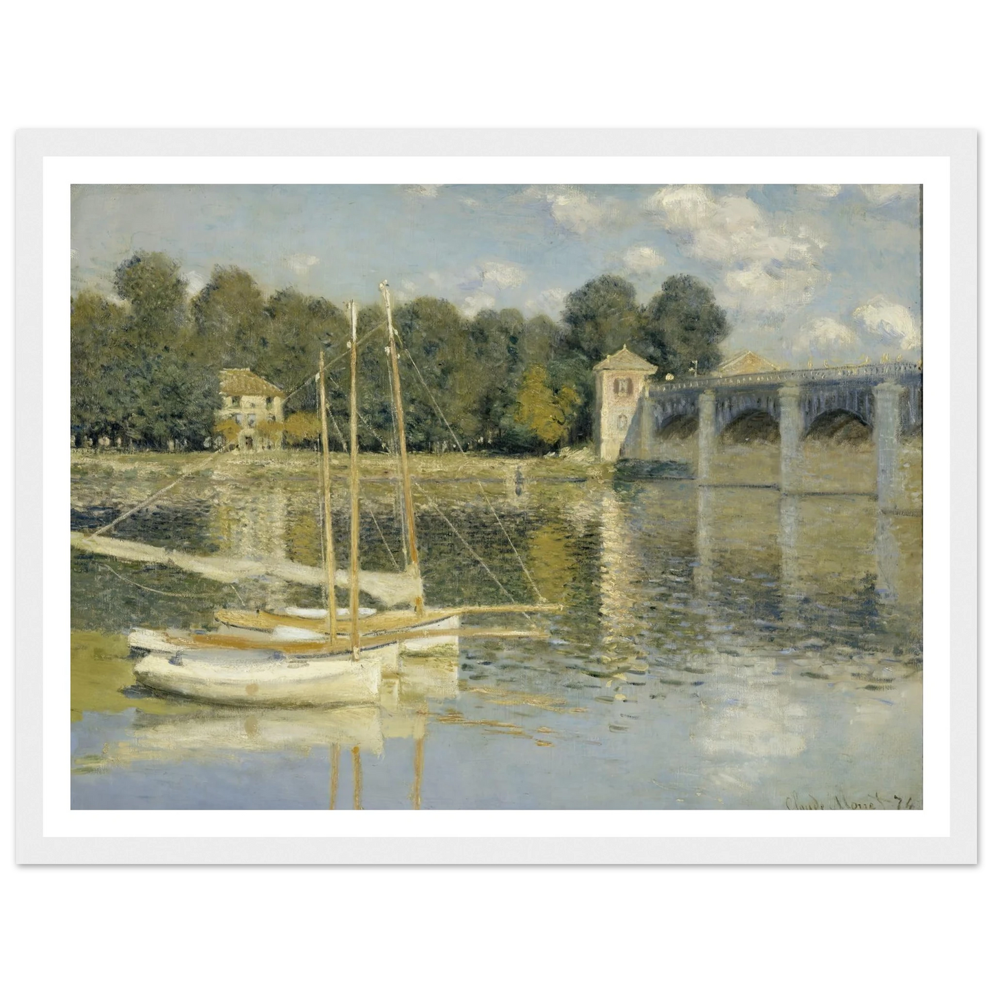 The Argenteuil Bridge (1874) Art Print | Claude Monet - Framed Poster - 30x40 cm / 12x16″ - Black frame