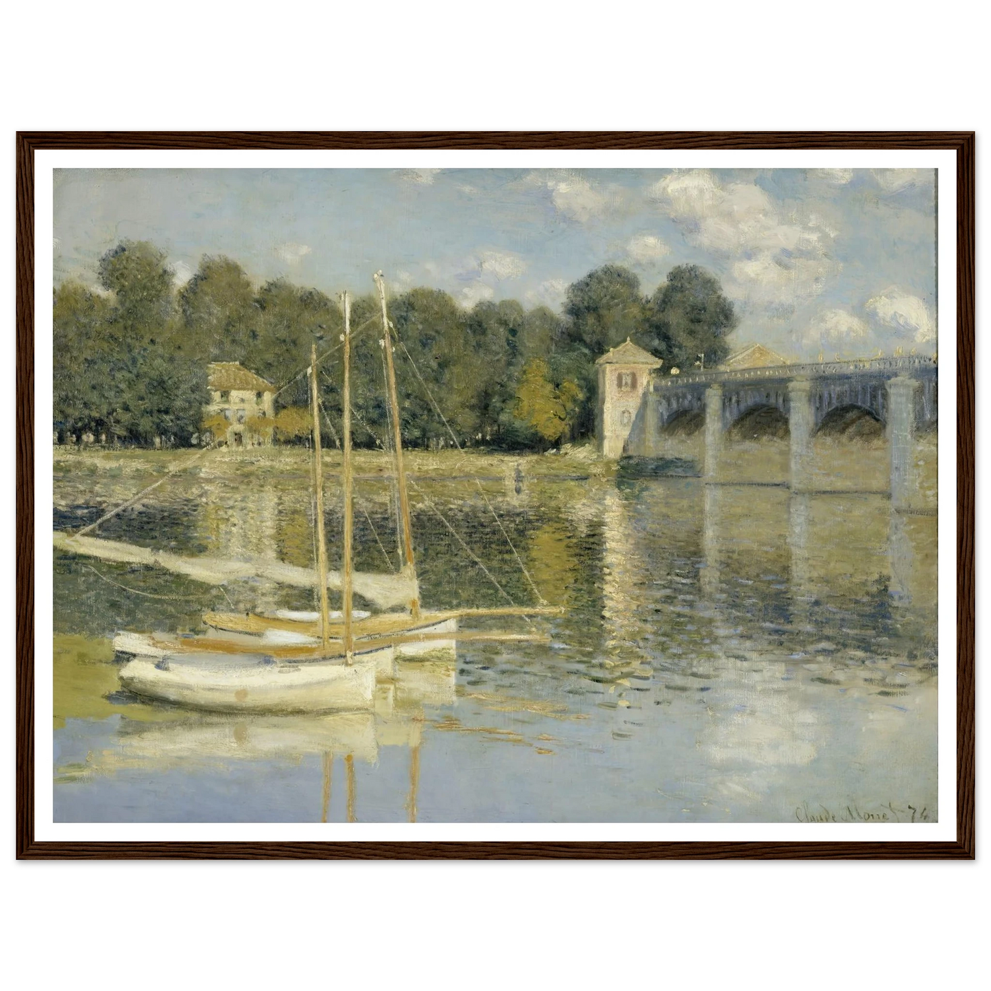 The Argenteuil Bridge (1874) Art Print | Claude Monet - Framed Poster - 30x40 cm / 12x16″ - Black frame