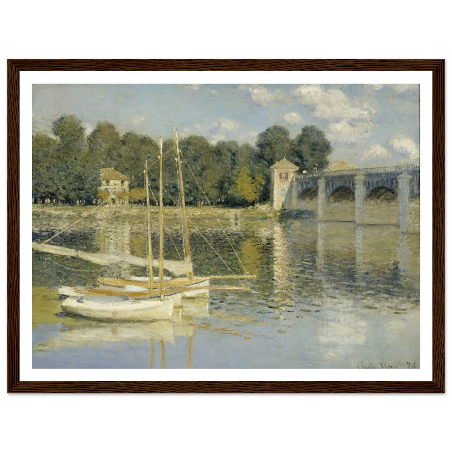 The Argenteuil Bridge (1874) Art Print | Claude Monet - Framed Poster - 30x40 cm / 12x16″ - Black frame