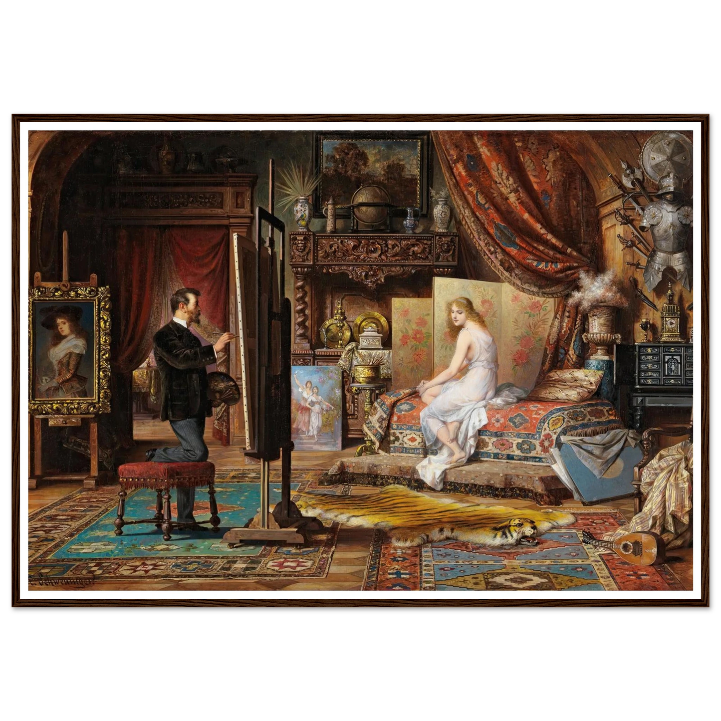 The Artist and His Model Art Print | Carl Schweninger Jr - Framed Poster - 30x40 cm / 12x16″ - Black frame