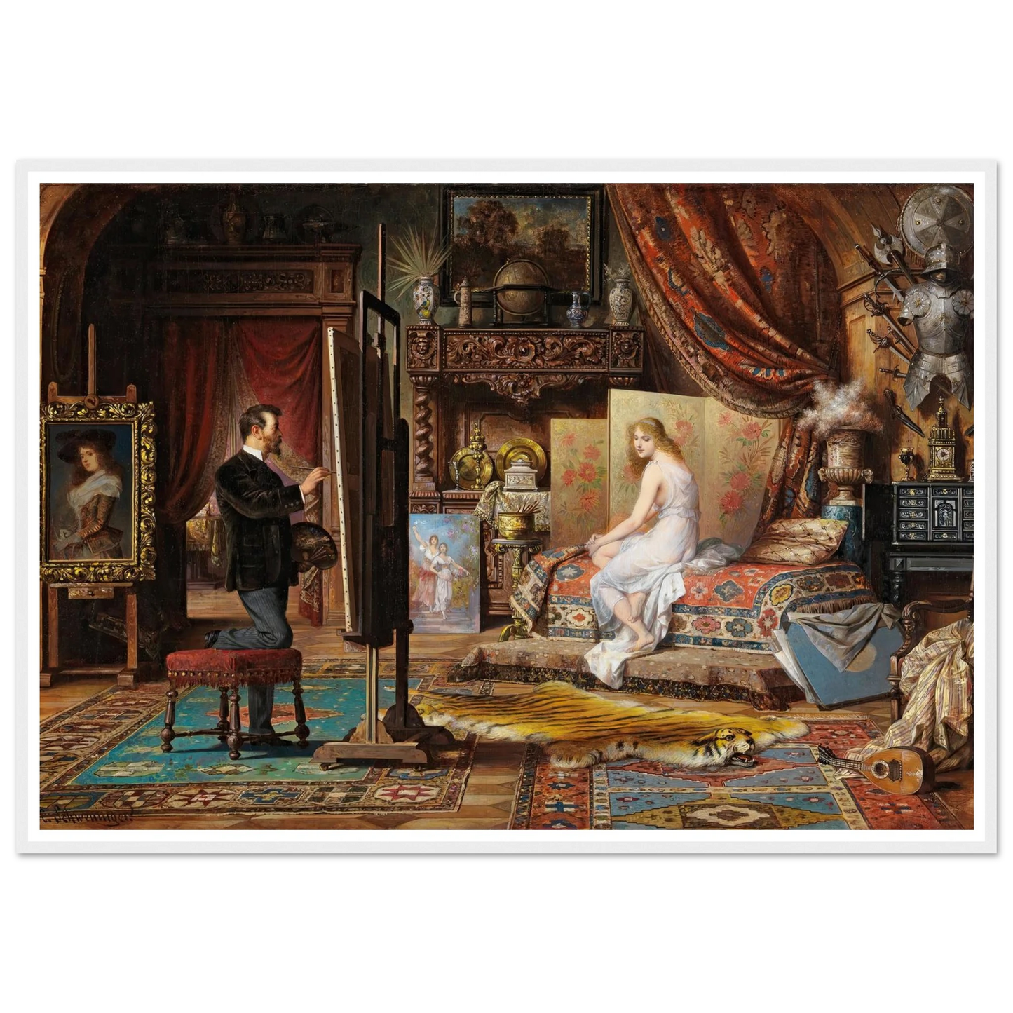 The Artist and His Model Art Print | Carl Schweninger Jr - Framed Poster - 30x40 cm / 12x16″ - Black frame