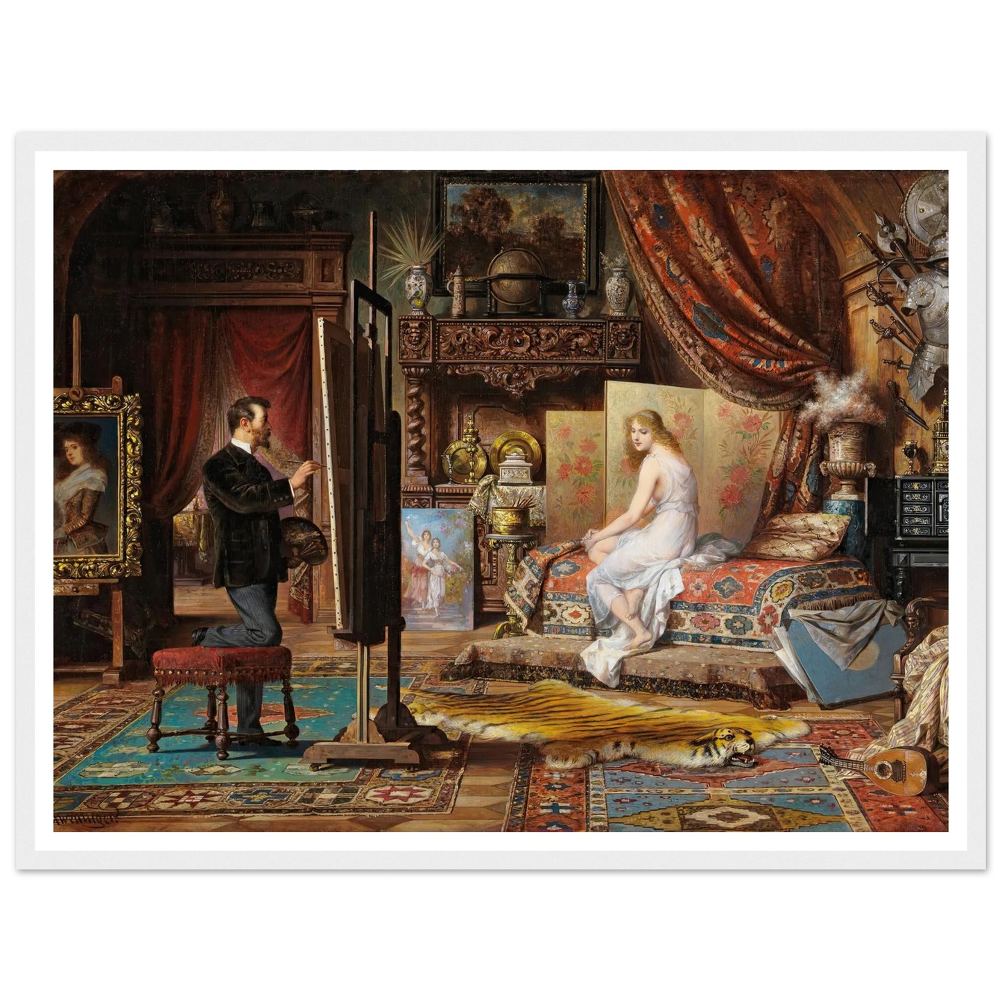 The Artist and His Model Art Print | Carl Schweninger Jr - Framed Poster - 30x40 cm / 12x16″ - Black frame