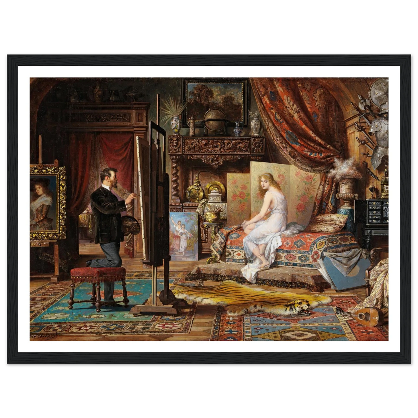 The Artist and His Model Art Print | Carl Schweninger Jr - Framed Poster - 30x40 cm / 12x16″ - Black frame