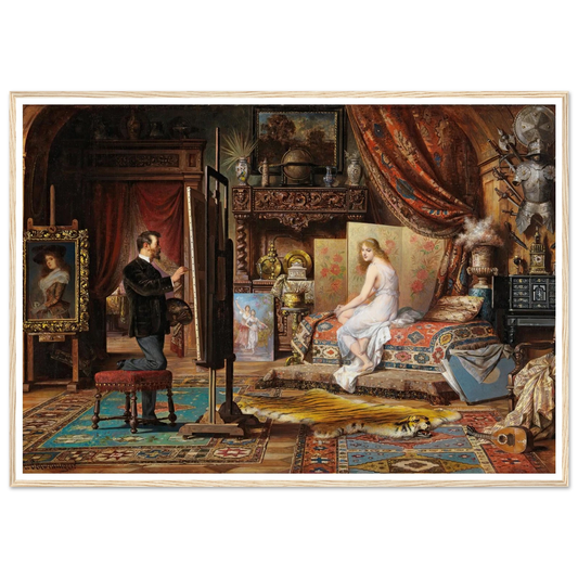 The Artist and His Model Art Print | Carl Schweninger Jr - Framed Poster - 30x40 cm / 12x16″ - Black frame