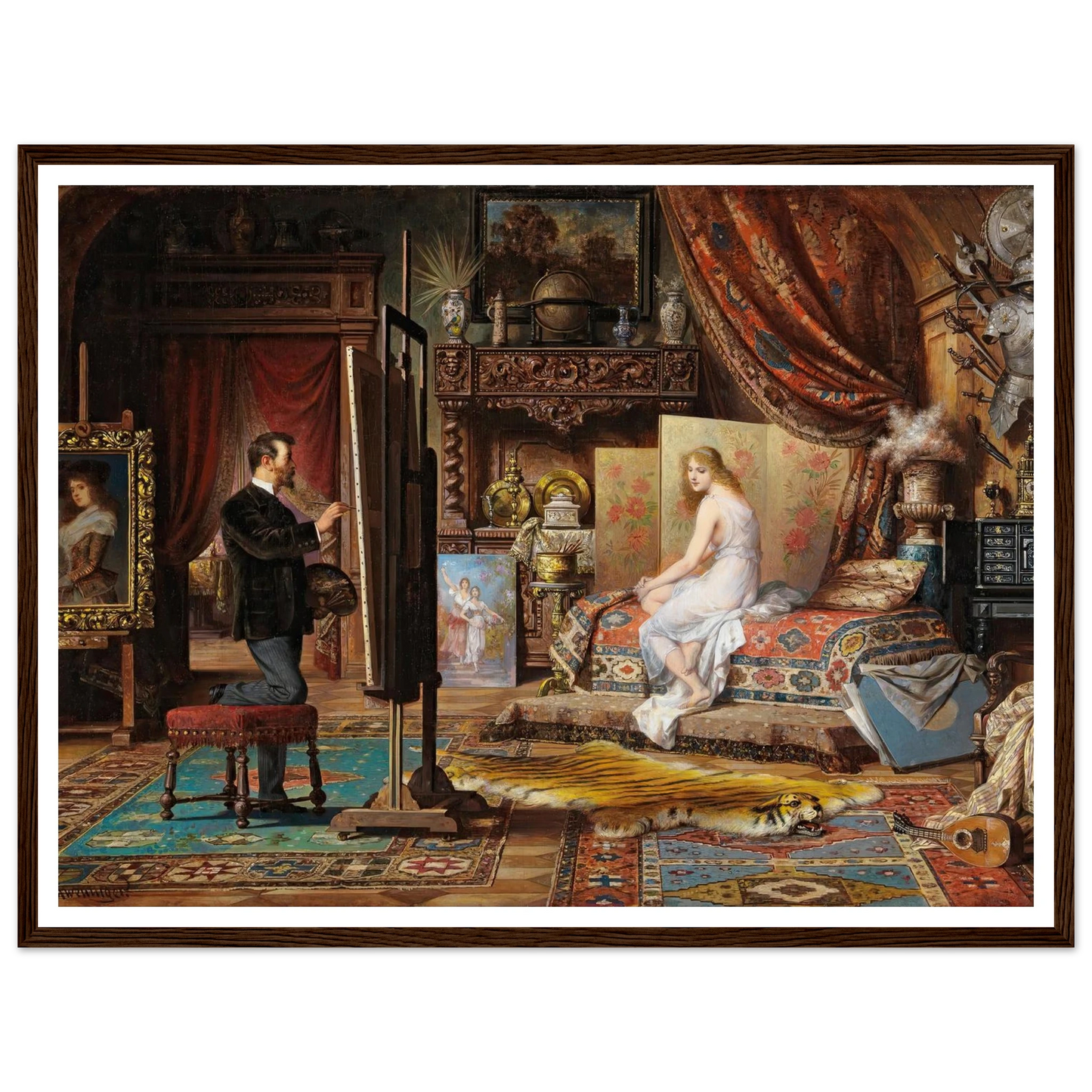 The Artist and His Model Art Print | Carl Schweninger Jr - Framed Poster - 30x40 cm / 12x16″ - Black frame