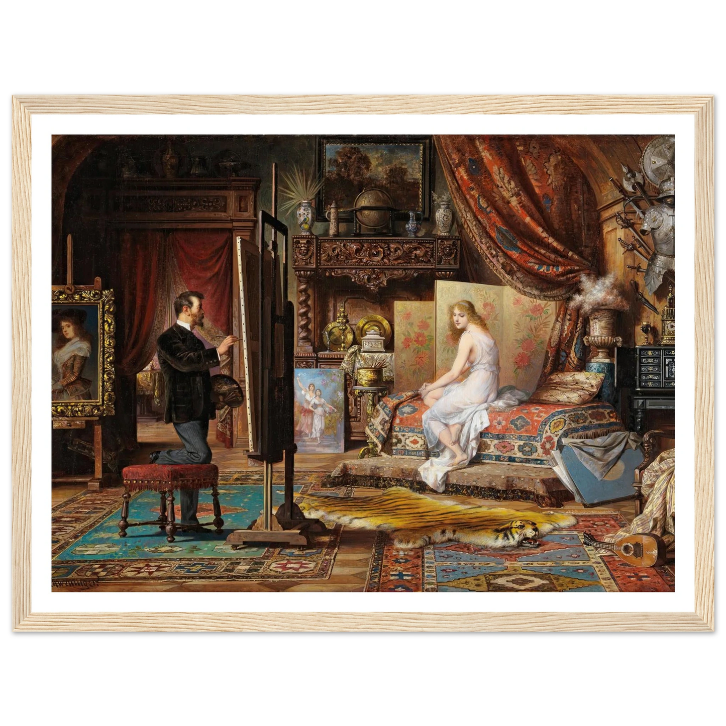 The Artist and His Model Art Print | Carl Schweninger Jr - Framed Poster - 30x40 cm / 12x16″ - Black frame