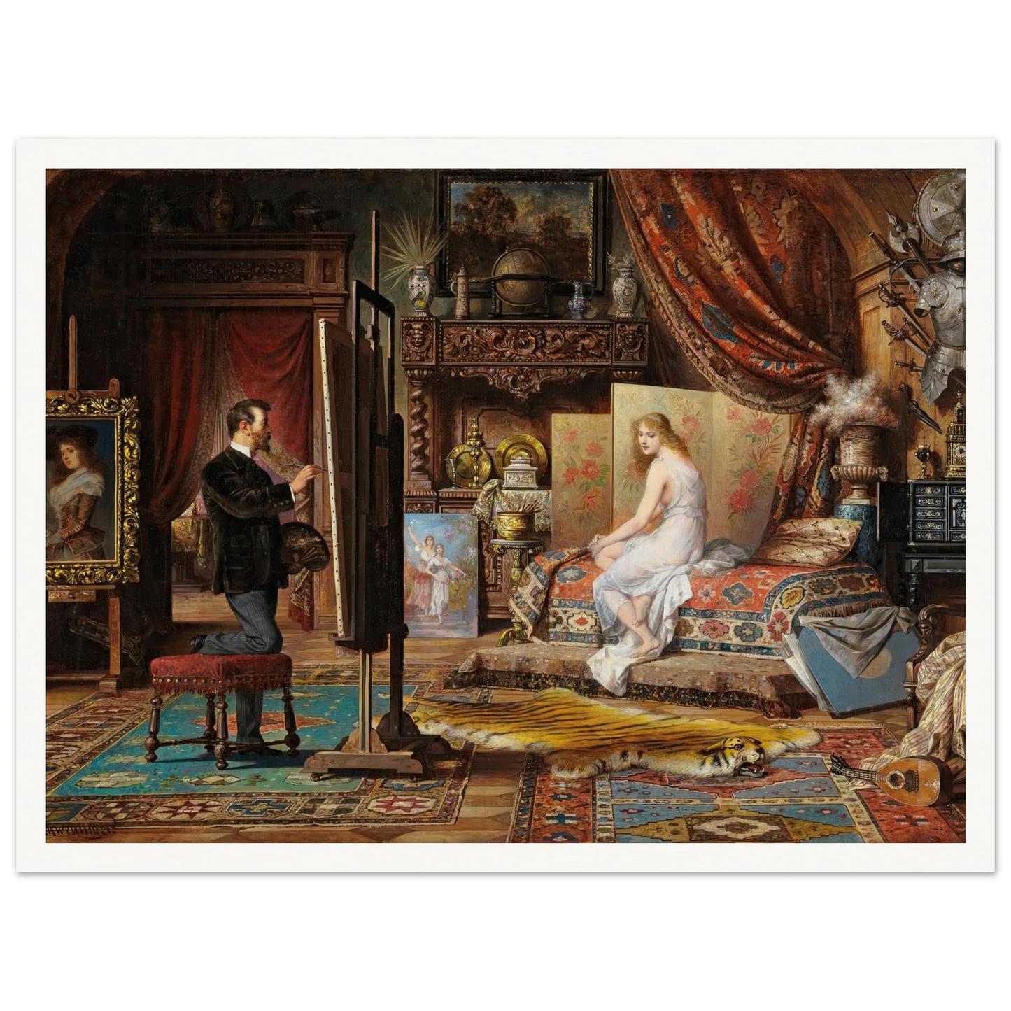 The Artist and His Model Art Print | Carl Schweninger Jr - Framed Poster - 30x40 cm / 12x16″ - Black frame