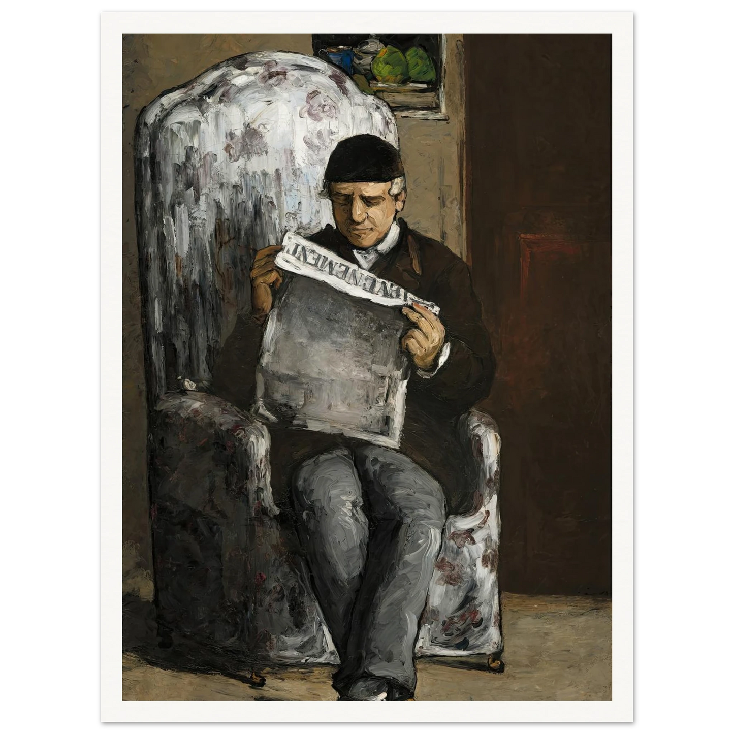 The Artist’s Father,Reading L’Événement (1866) Art Print | Paul Cezanne - Framed Poster - 30x40 cm / 12x16″ - Black frame