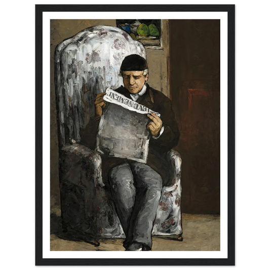 The Artist’s Father,Reading L’Événement (1866) Art Print | Paul Cezanne - Framed Poster - 30x40 cm / 12x16″ - Black frame