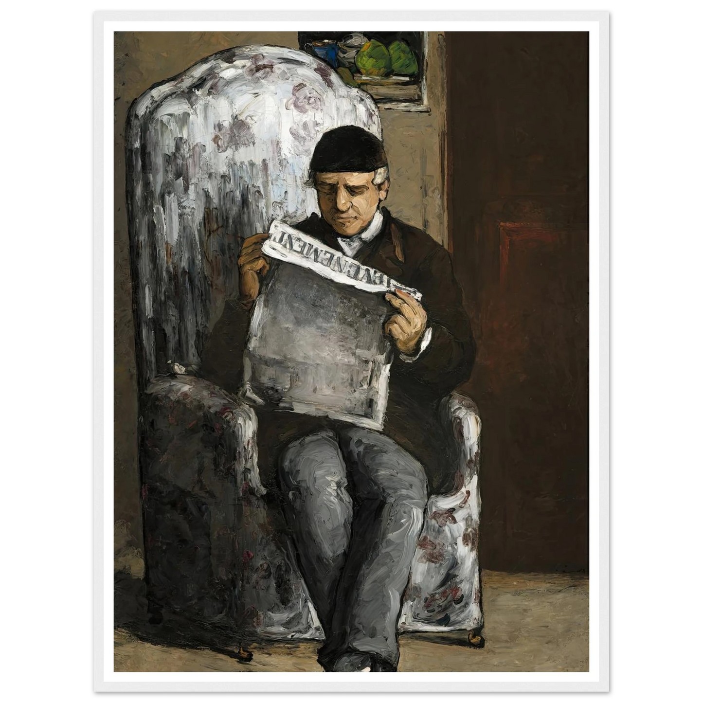 The Artist’s Father,Reading L’Événement (1866) Art Print | Paul Cezanne - Framed Poster - 30x40 cm / 12x16″ - Black frame
