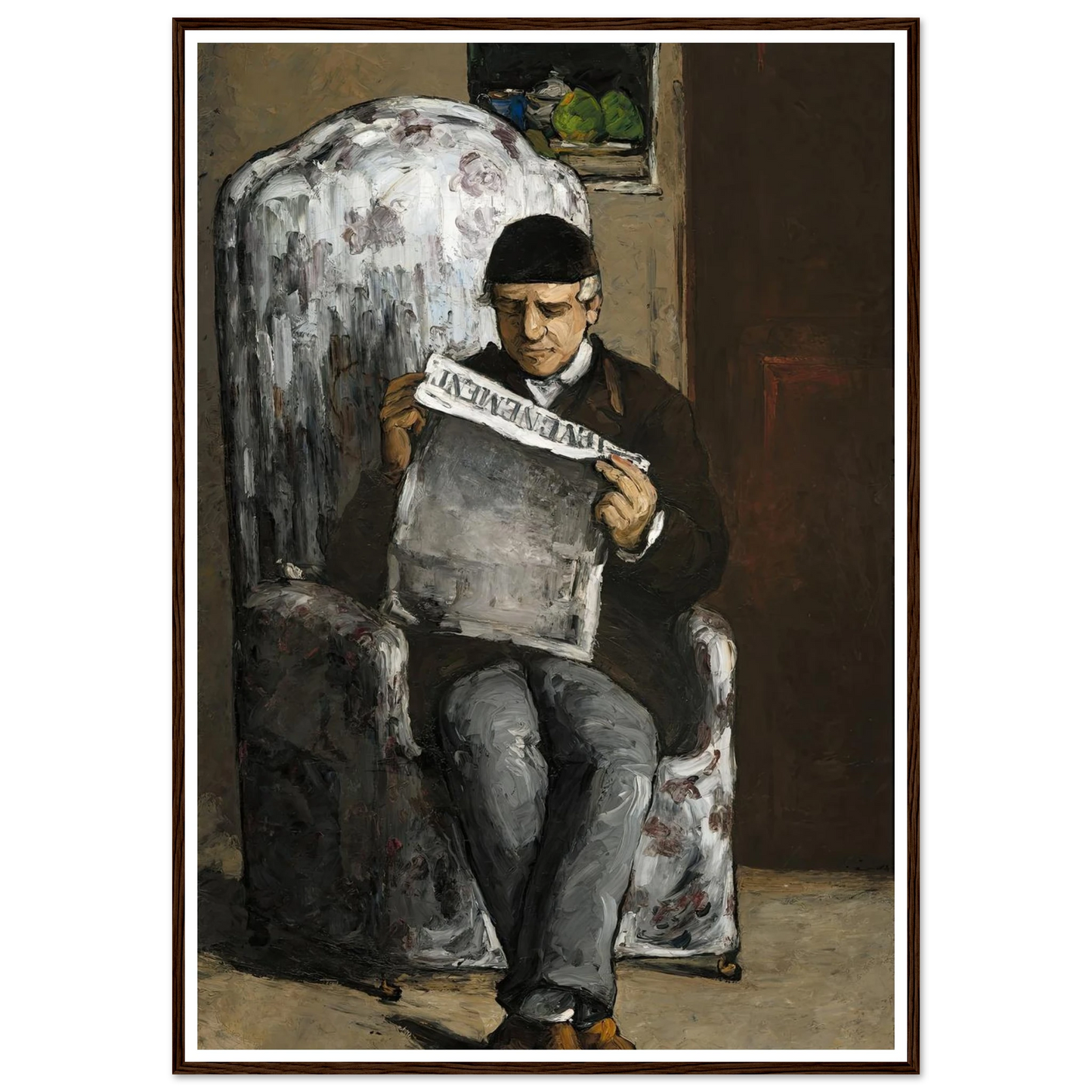 The Artist’s Father,Reading L’Événement (1866) Art Print | Paul Cezanne - Framed Poster - 30x40 cm / 12x16″ - Black frame