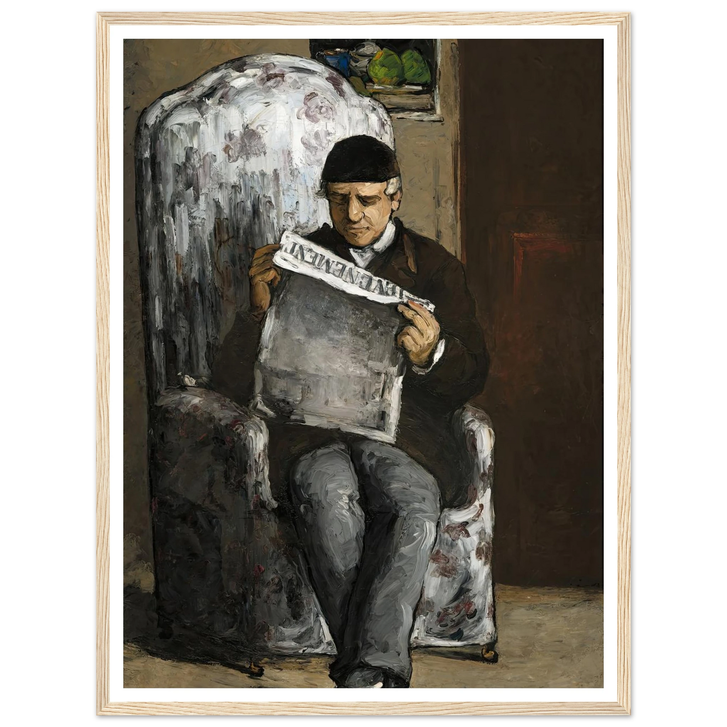 The Artist’s Father,Reading L’Événement (1866) Art Print | Paul Cezanne - Framed Poster - 30x40 cm / 12x16″ - Black frame