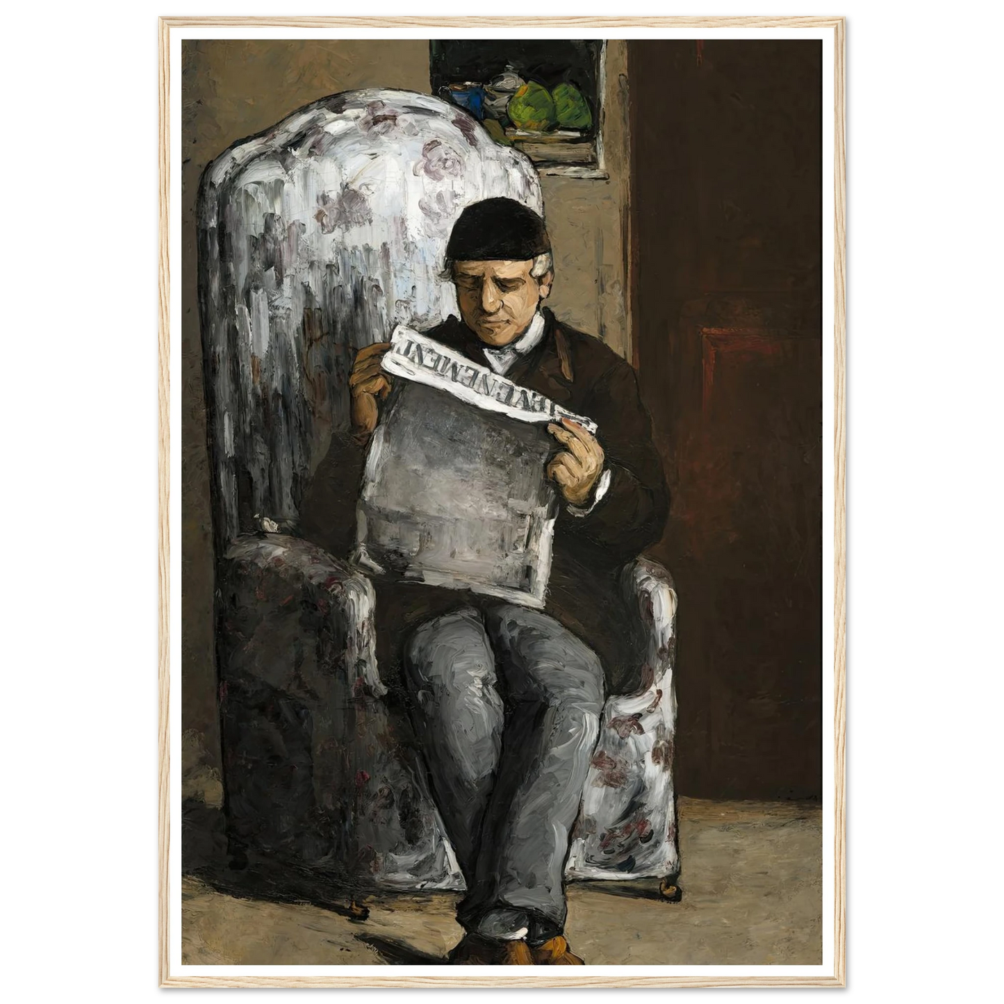 The Artist’s Father,Reading L’Événement (1866) Art Print | Paul Cezanne - Framed Poster - 30x40 cm / 12x16″ - Black frame
