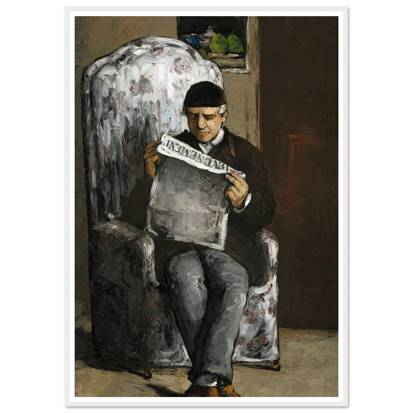 The Artist’s Father,Reading L’Événement (1866) Art Print | Paul Cezanne - Framed Poster - 30x40 cm / 12x16″ - Black frame