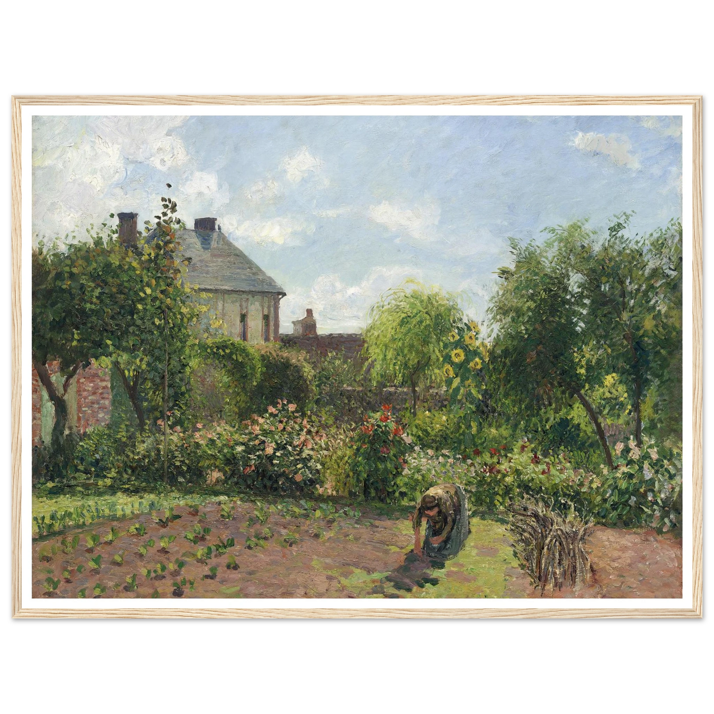The Artist’s Garden at Eragny (1898) Art Print | Camille Pissarro - Framed Poster - 30x40 cm / 12x16″ - Black frame