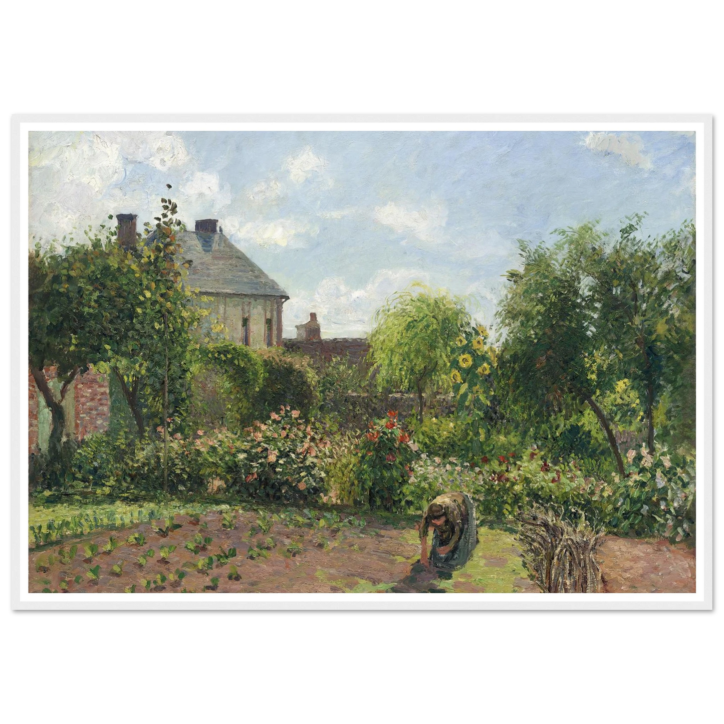 The Artist’s Garden at Eragny (1898) Art Print | Camille Pissarro - Framed Poster - 30x40 cm / 12x16″ - Black frame