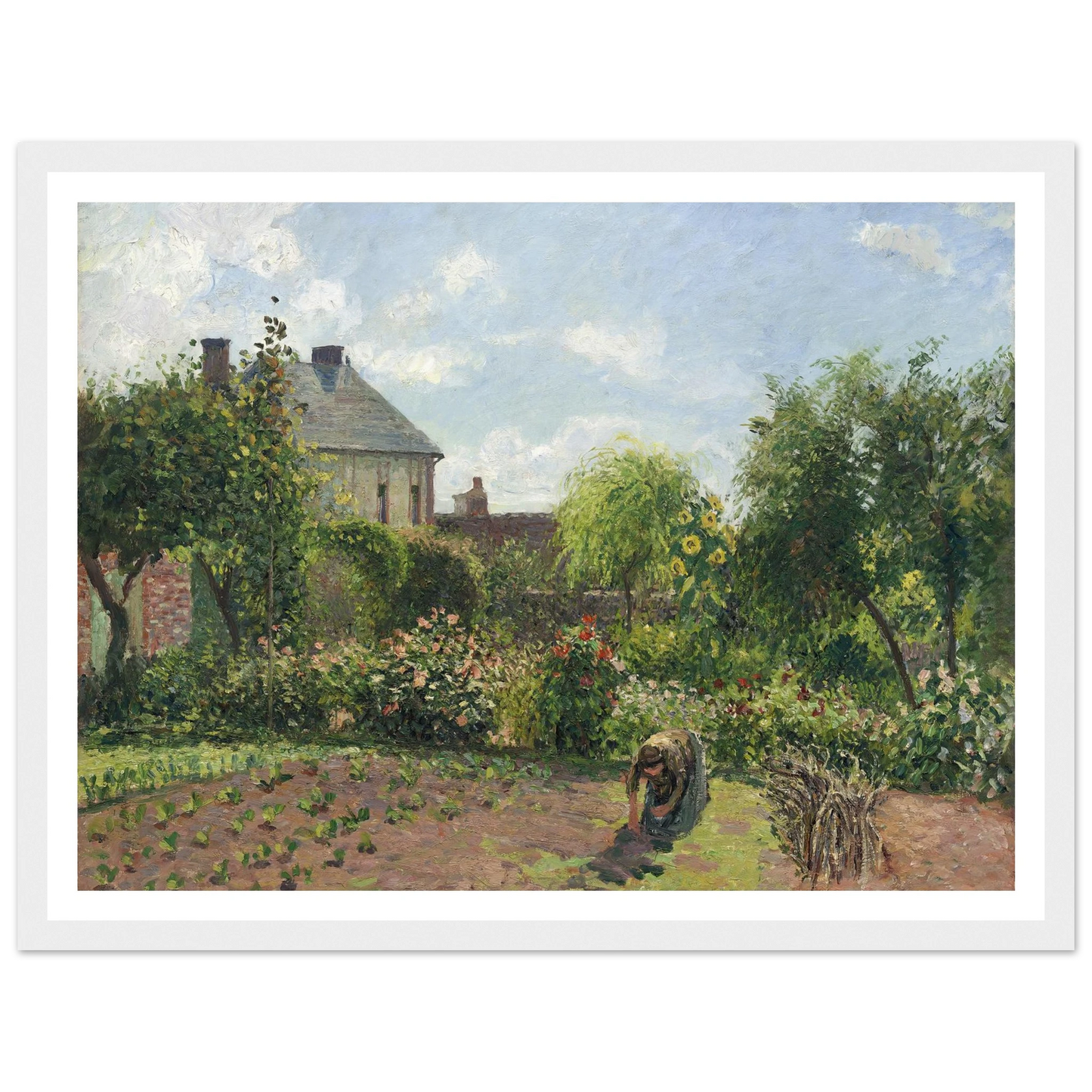 The Artist’s Garden at Eragny (1898) Art Print | Camille Pissarro - Framed Poster - 30x40 cm / 12x16″ - Black frame