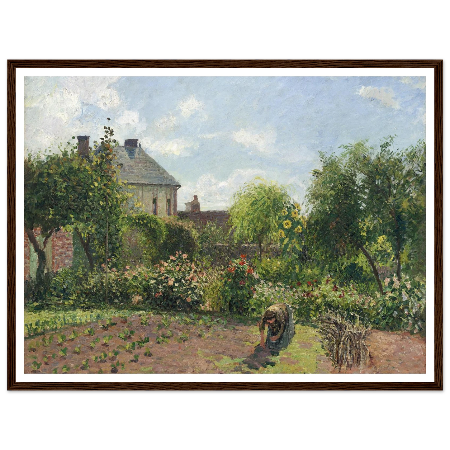 The Artist’s Garden at Eragny (1898) Art Print | Camille Pissarro - Framed Poster - 30x40 cm / 12x16″ - Black frame