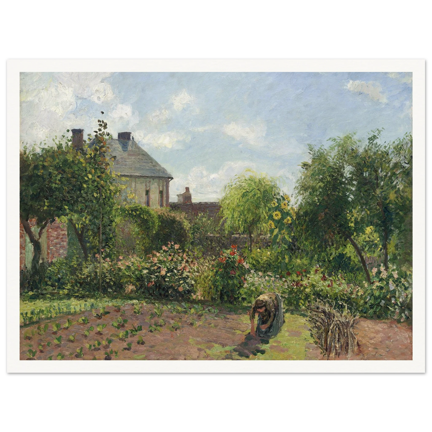 The Artist’s Garden at Eragny (1898) Art Print | Camille Pissarro - Framed Poster - 30x40 cm / 12x16″ - Black frame