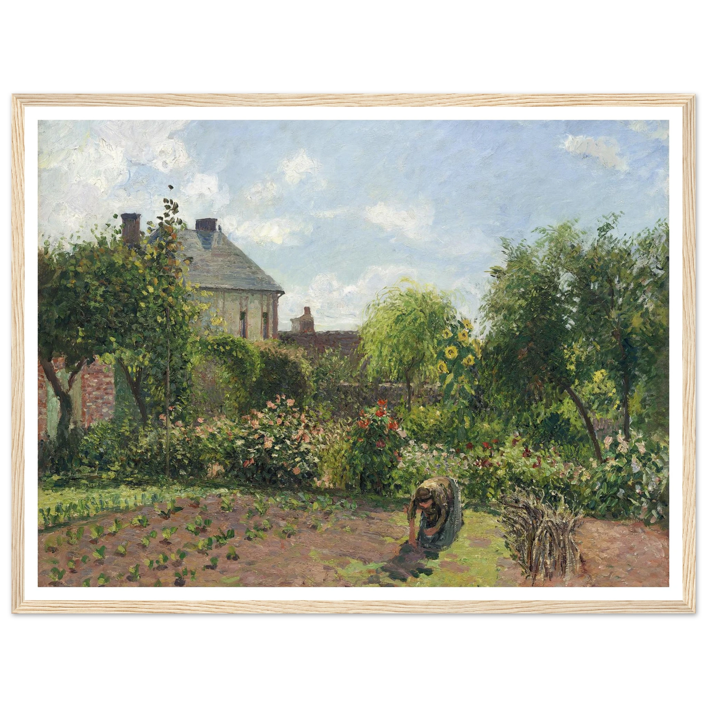 The Artist’s Garden at Eragny (1898) Art Print | Camille Pissarro - Framed Poster - 30x40 cm / 12x16″ - Black frame
