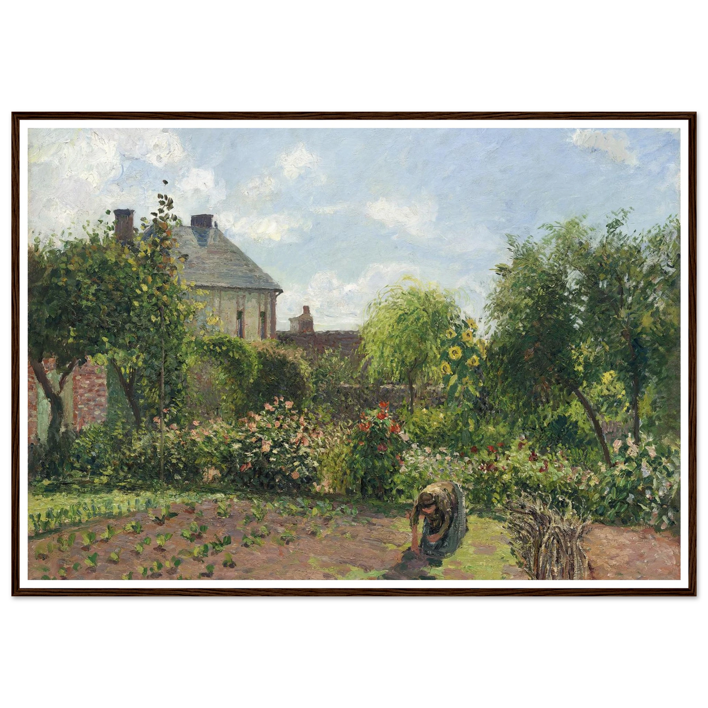The Artist’s Garden at Eragny (1898) Art Print | Camille Pissarro - Framed Poster - 30x40 cm / 12x16″ - Black frame