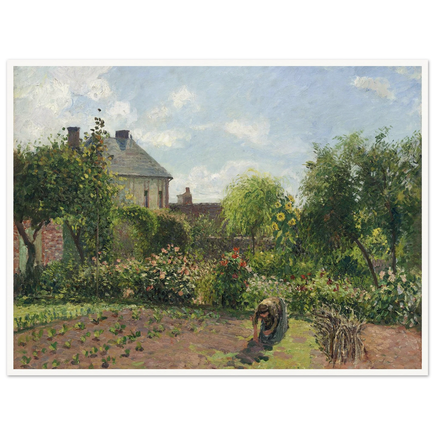 The Artist’s Garden at Eragny (1898) Art Print | Camille Pissarro - Framed Poster - 30x40 cm / 12x16″ - Black frame