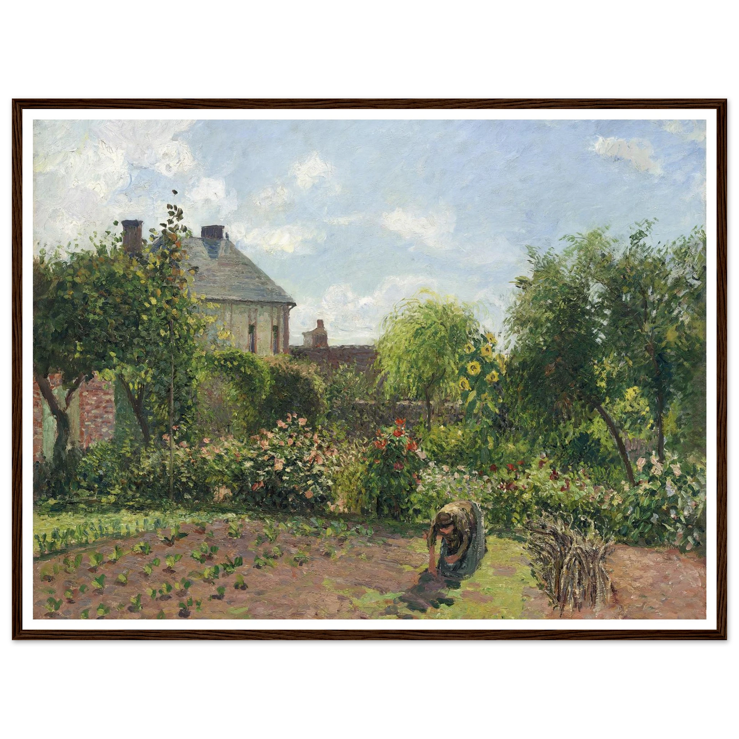 The Artist’s Garden at Eragny (1898) Art Print | Camille Pissarro - Framed Poster - 30x40 cm / 12x16″ - Black frame
