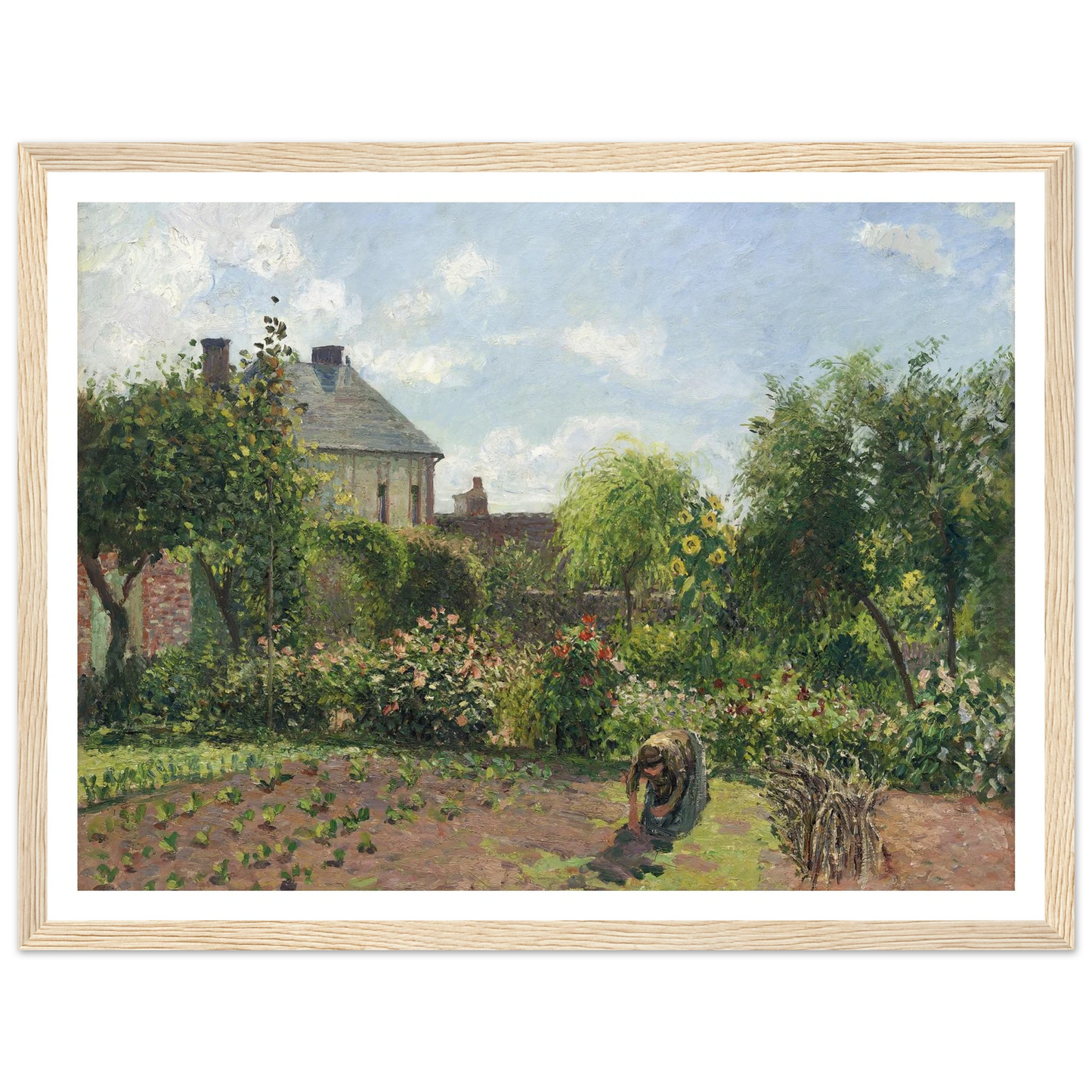The Artist’s Garden at Eragny (1898) Art Print | Camille Pissarro - Framed Poster - 30x40 cm / 12x16″ - Black frame
