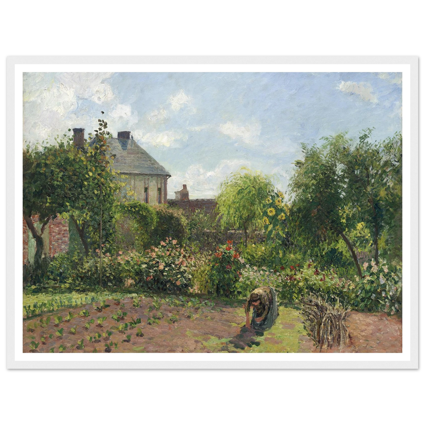 The Artist’s Garden at Eragny (1898) Art Print | Camille Pissarro - Framed Poster - 30x40 cm / 12x16″ - Black frame