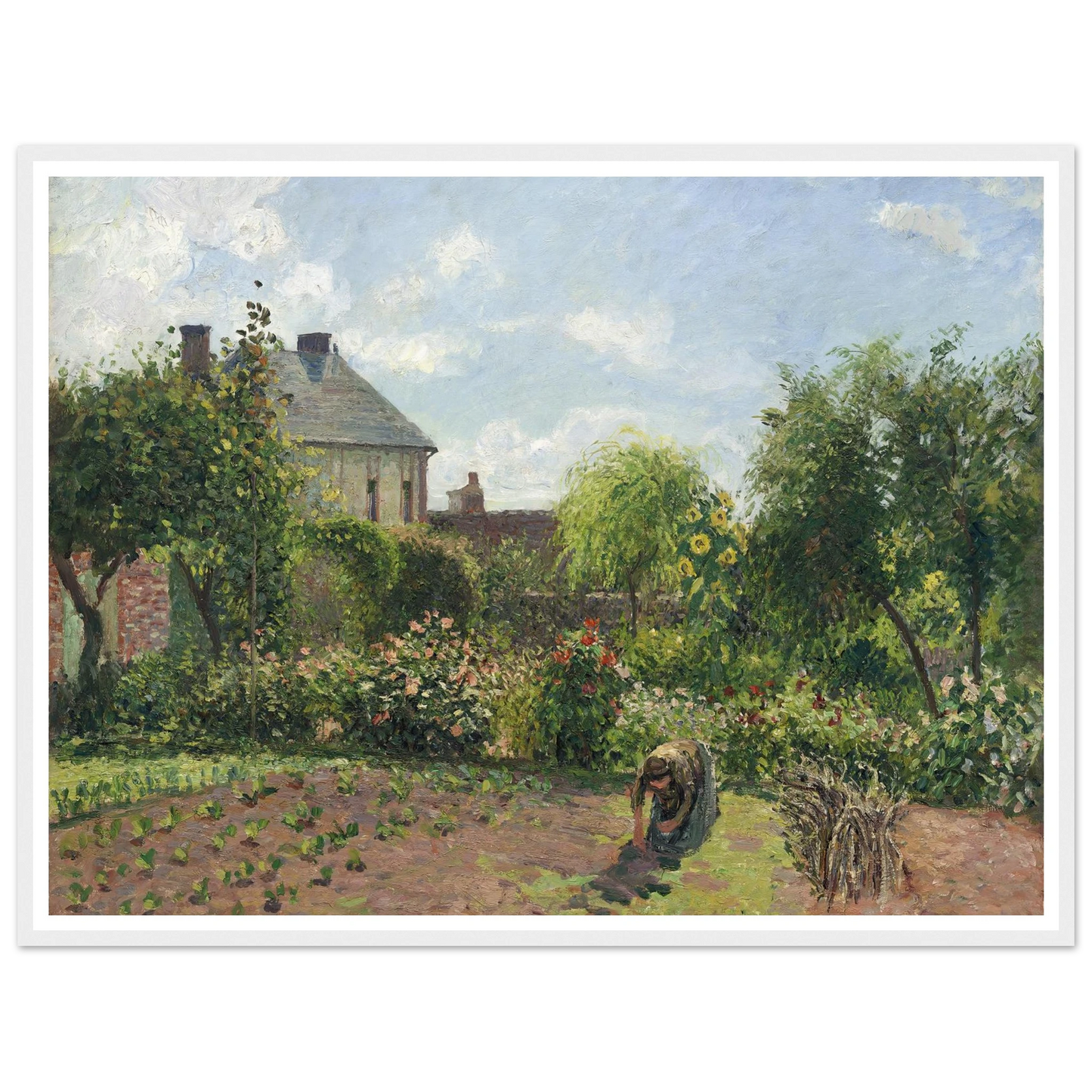 The Artist’s Garden at Eragny (1898) Art Print | Camille Pissarro - Framed Poster - 30x40 cm / 12x16″ - Black frame