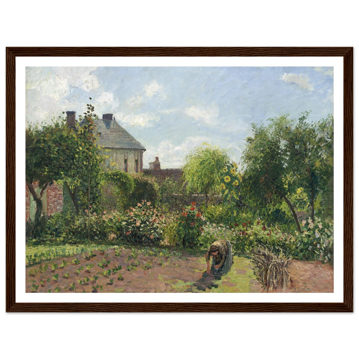 The Artist’s Garden at Eragny (1898) Art Print | Camille Pissarro - Framed Poster - 30x40 cm / 12x16″ - Black frame