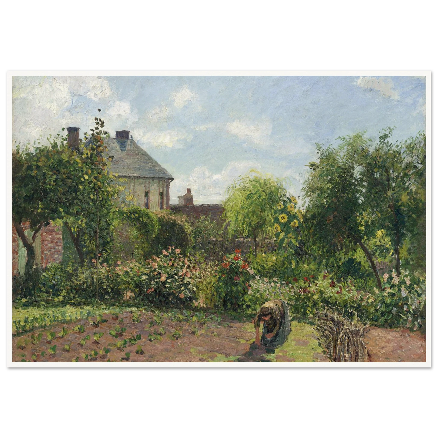 The Artist’s Garden at Eragny (1898) Art Print | Camille Pissarro - Framed Poster - 30x40 cm / 12x16″ - Black frame