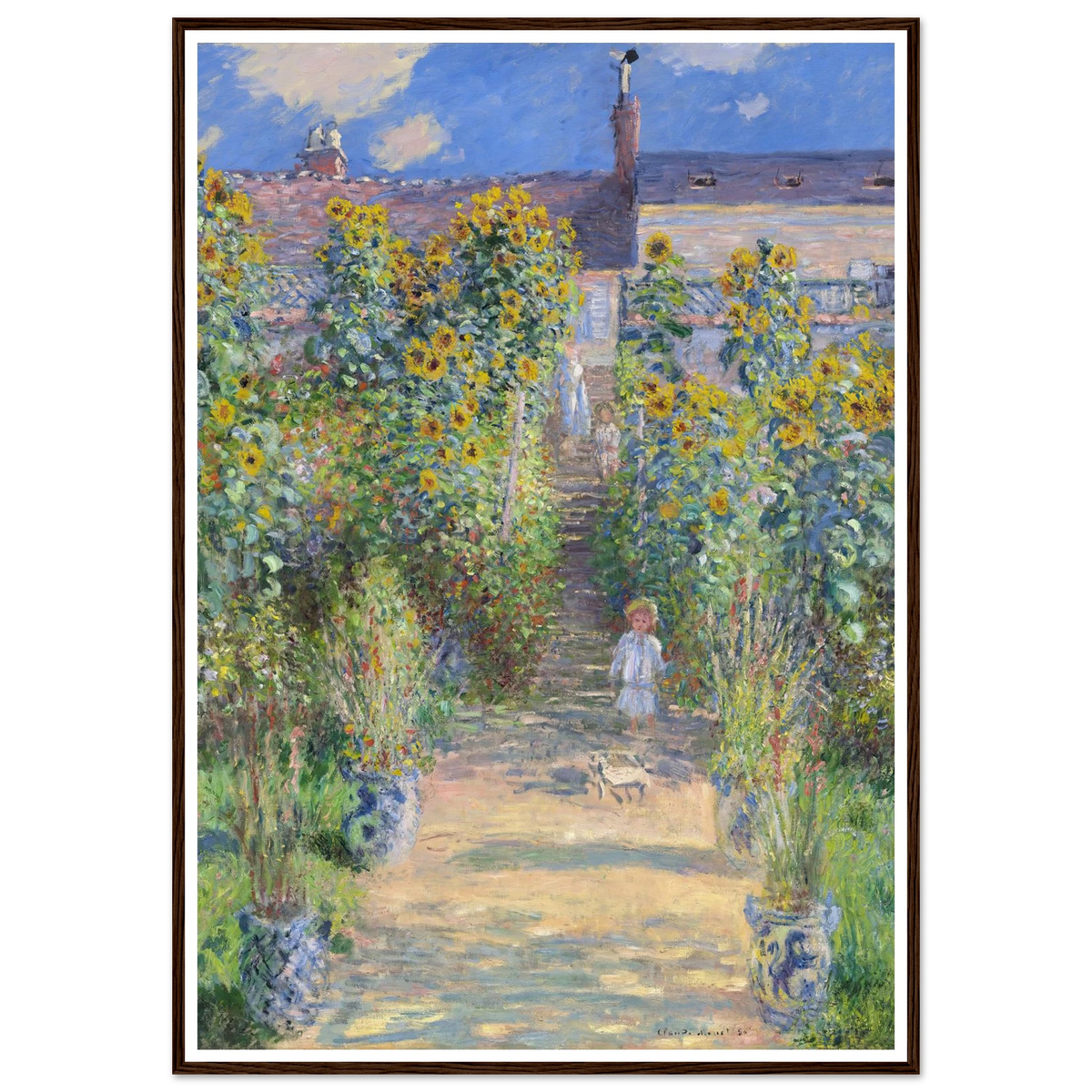 The Artist’s Garden at Vétheuil (1881) Art Print | Claude Monet - Framed Poster - 30x40 cm / 12x16″ - Black frame