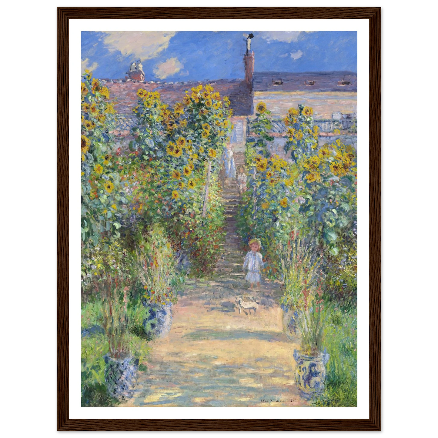 The Artist’s Garden at Vétheuil (1881) Art Print | Claude Monet - Framed Poster - 30x40 cm / 12x16″ - Black frame