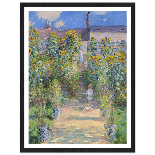 The Artist’s Garden at Vétheuil (1881) Art Print | Claude Monet - Framed Poster - 30x40 cm / 12x16″ - Black frame