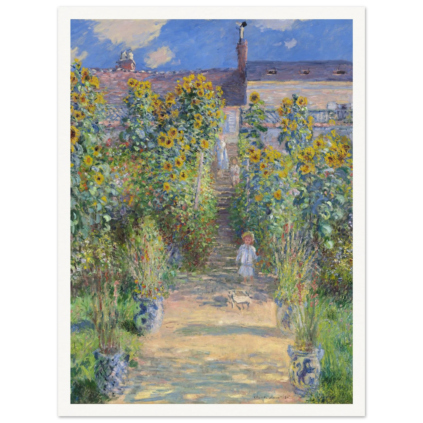 The Artist’s Garden at Vétheuil (1881) Art Print | Claude Monet - Framed Poster - 30x40 cm / 12x16″ - Black frame