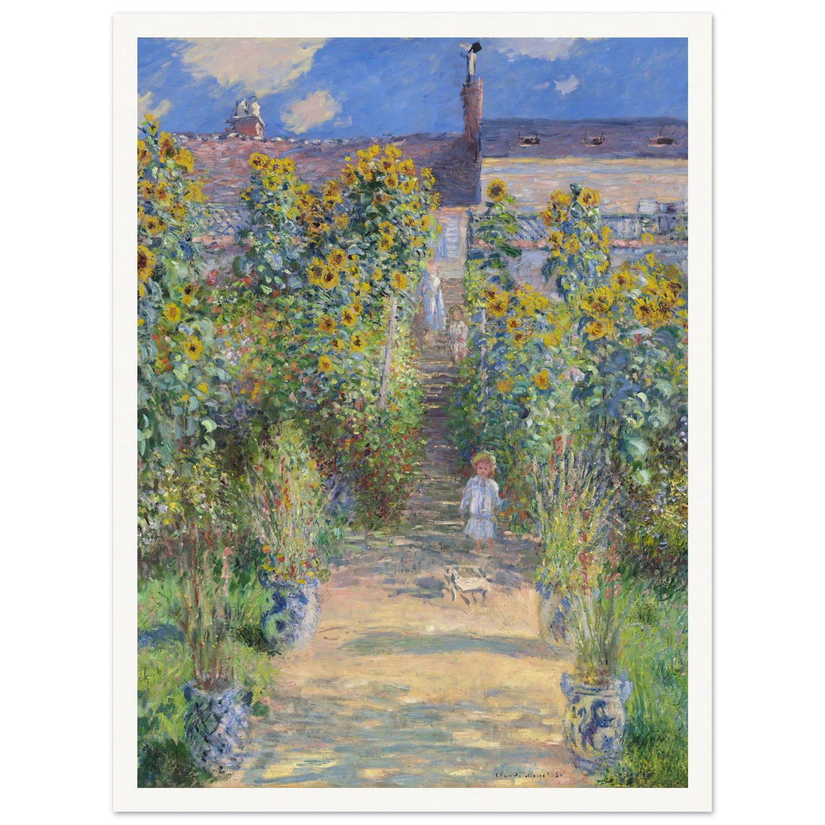 The Artist’s Garden at Vétheuil (1881) Art Print | Claude Monet - Framed Poster - 30x40 cm / 12x16″ - Black frame