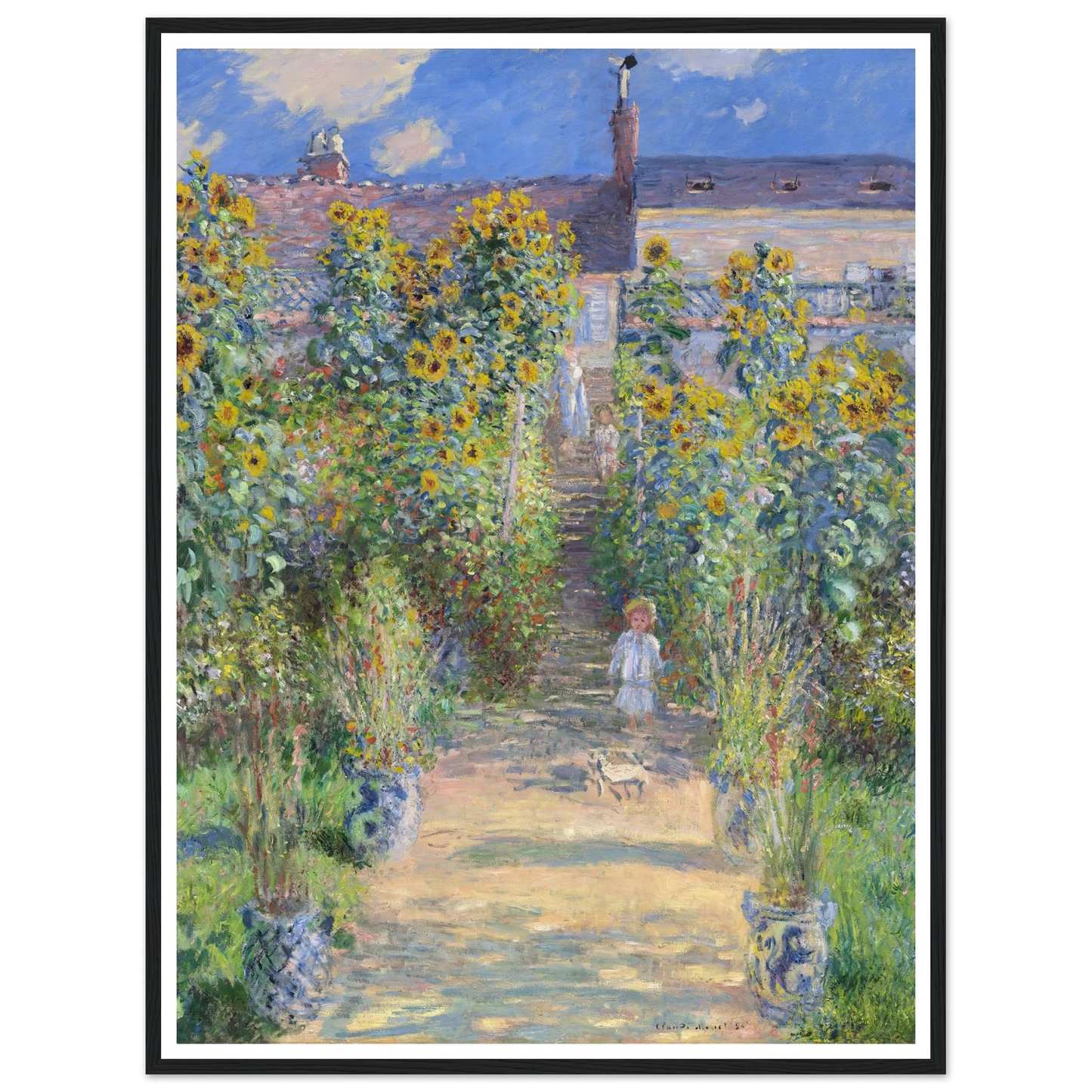 The Artist’s Garden at Vétheuil (1881) Art Print | Claude Monet - Framed Poster - 30x40 cm / 12x16″ - Black frame