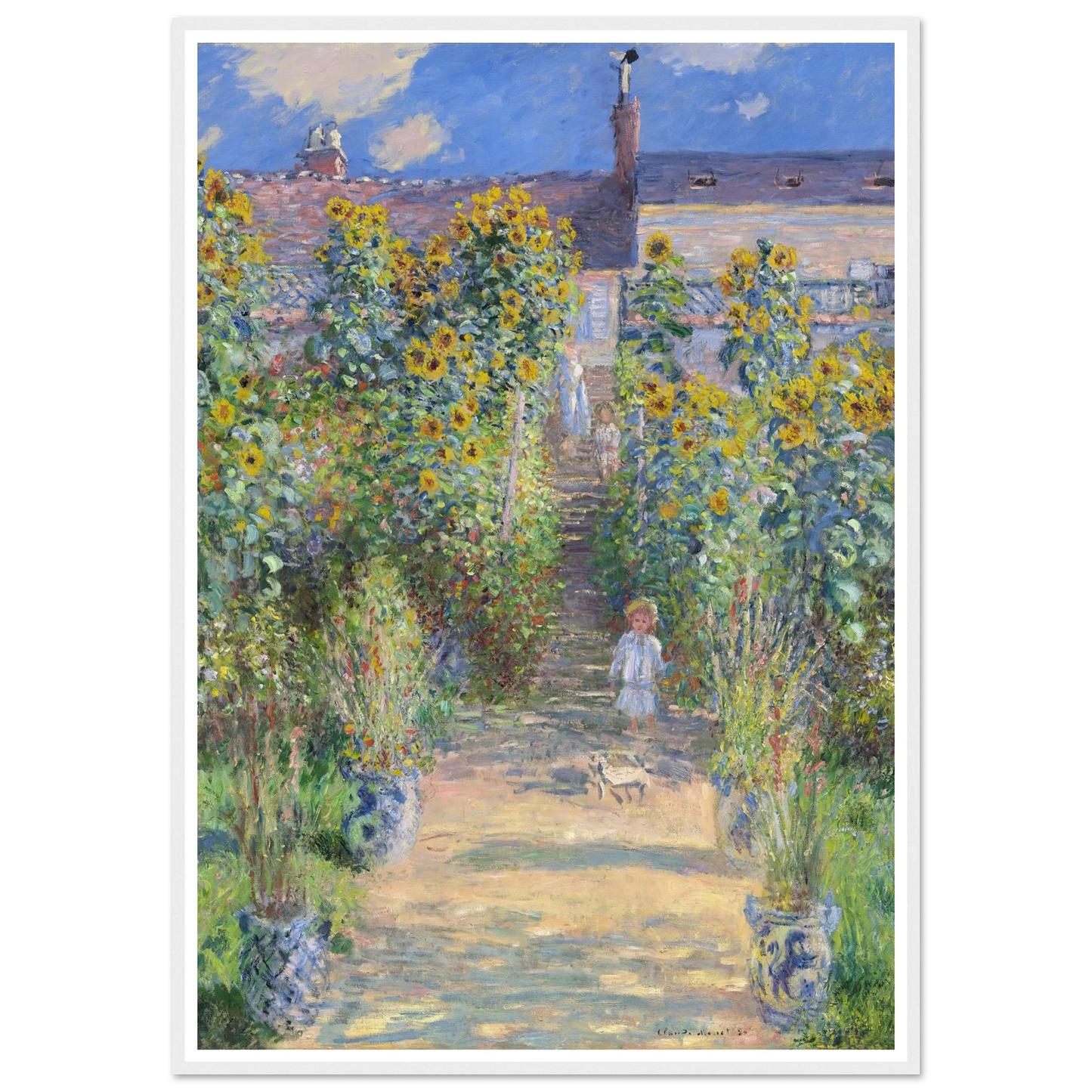 The Artist’s Garden at Vétheuil (1881) Art Print | Claude Monet - Framed Poster - 30x40 cm / 12x16″ - Black frame