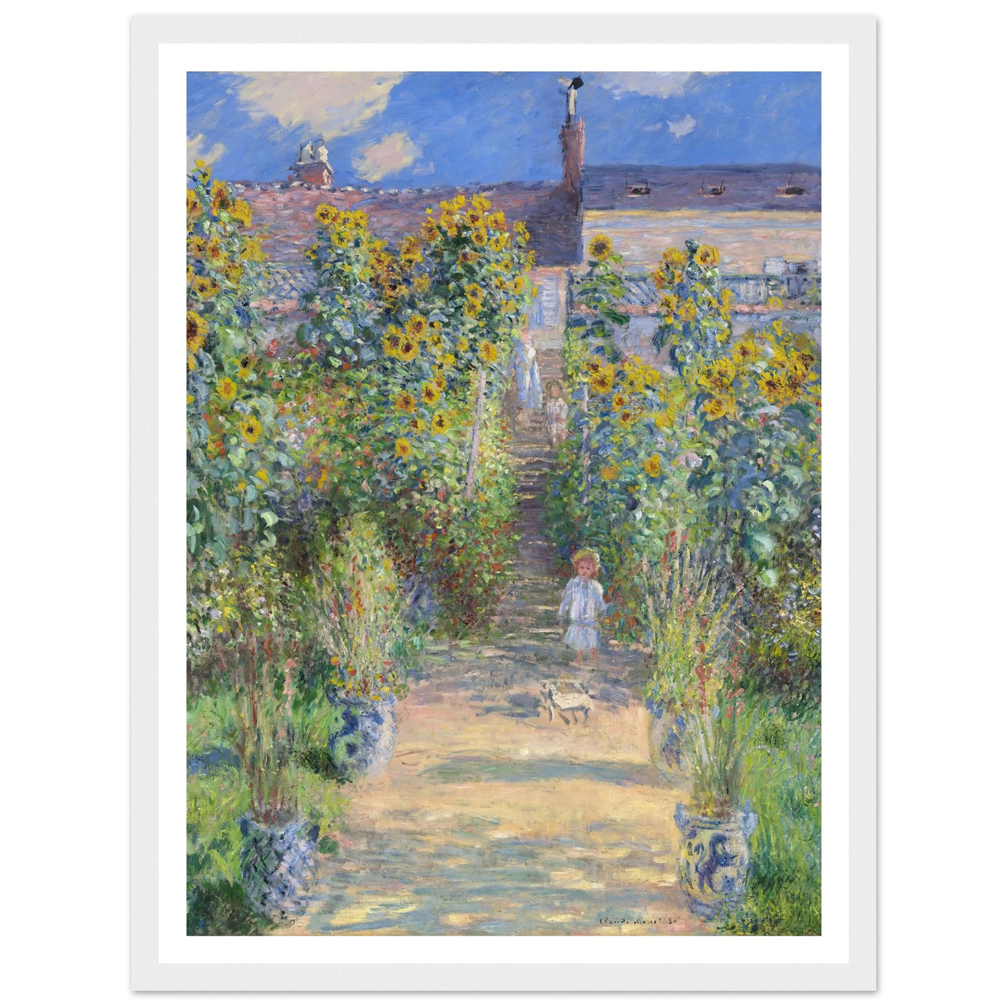 The Artist’s Garden at Vétheuil (1881) Art Print | Claude Monet - Framed Poster - 30x40 cm / 12x16″ - Black frame