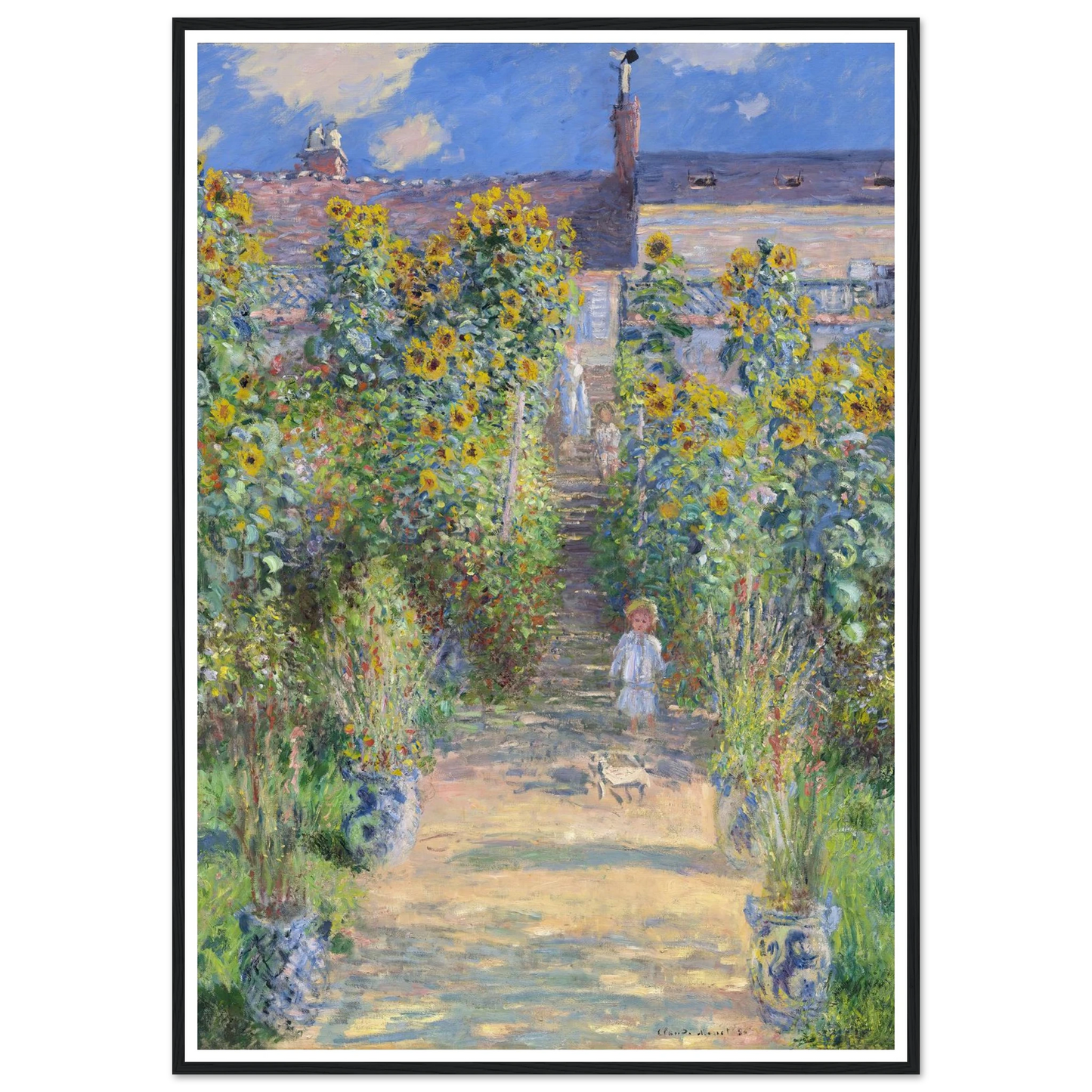 The Artist’s Garden at Vétheuil (1881) Art Print | Claude Monet - Framed Poster - 30x40 cm / 12x16″ - Black frame