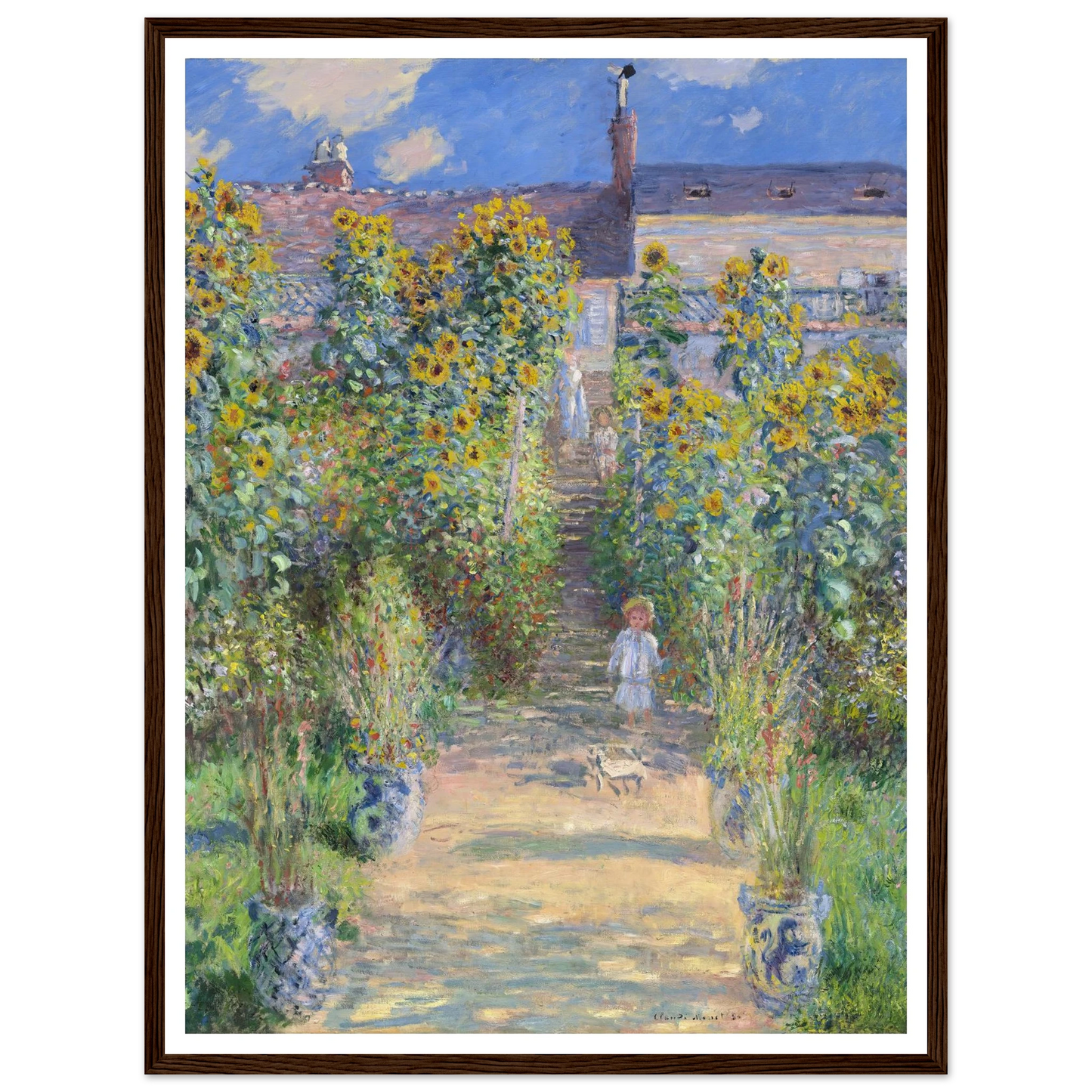 The Artist’s Garden at Vétheuil (1881) Art Print | Claude Monet - Framed Poster - 30x40 cm / 12x16″ - Black frame
