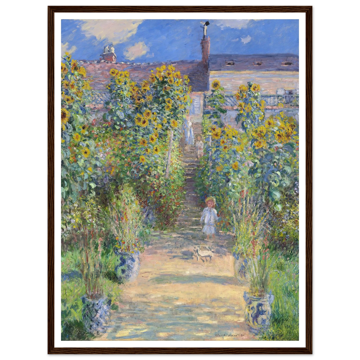The Artist’s Garden at Vétheuil (1881) Art Print | Claude Monet - Framed Poster - 30x40 cm / 12x16″ - Black frame