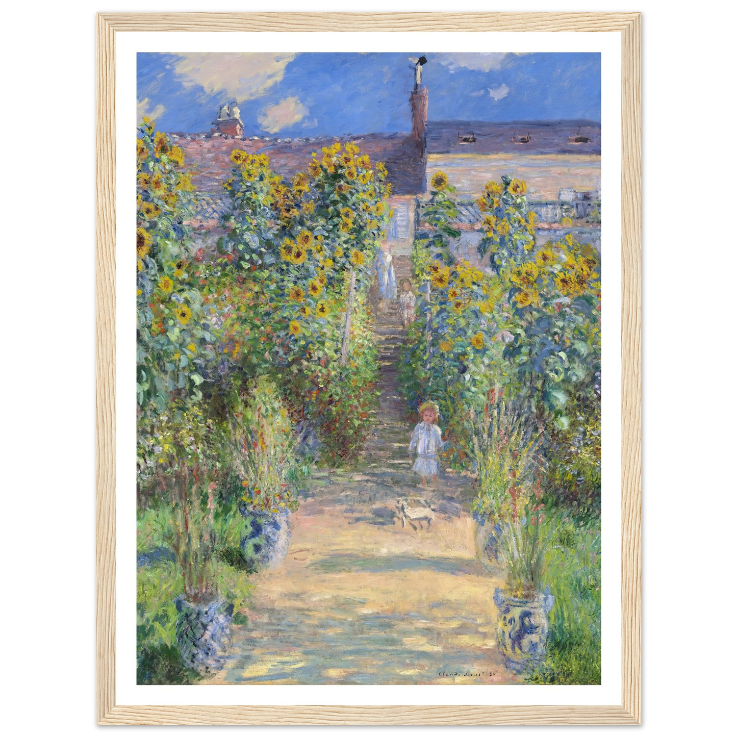 The Artist’s Garden at Vétheuil (1881) Art Print | Claude Monet - Framed Poster - 30x40 cm / 12x16″ - Black frame