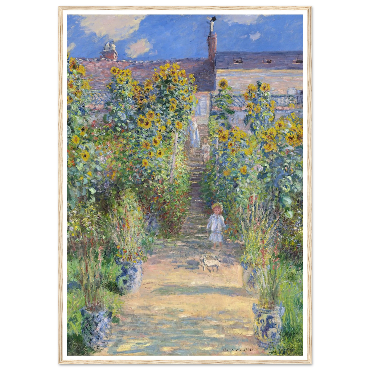 The Artist’s Garden at Vétheuil (1881) Art Print | Claude Monet - Framed Poster - 30x40 cm / 12x16″ - Black frame