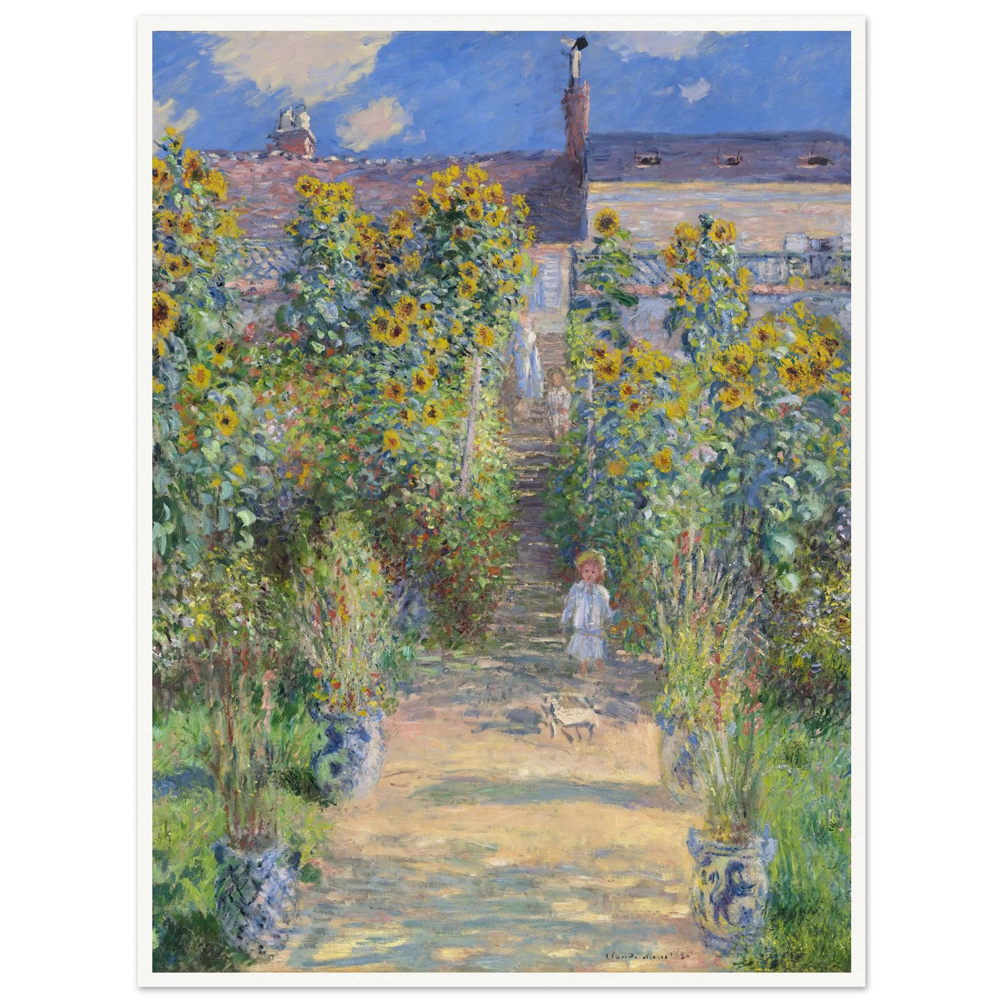 The Artist’s Garden at Vétheuil (1881) Art Print | Claude Monet - Framed Poster - 30x40 cm / 12x16″ - Black frame