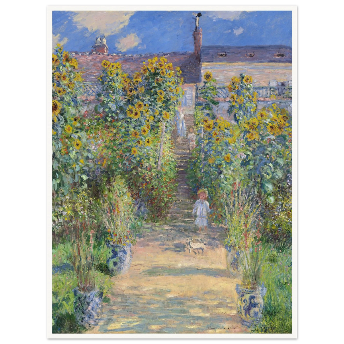The Artist’s Garden at Vétheuil (1881) Art Print | Claude Monet - Framed Poster - 30x40 cm / 12x16″ - Black frame
